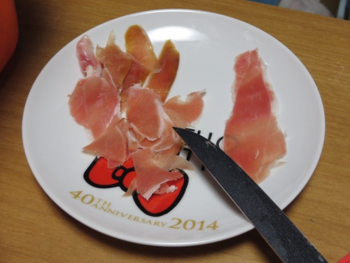 結婚10周年記念生ハム、入刀w 結婚10周年記念生ハム、入刀w